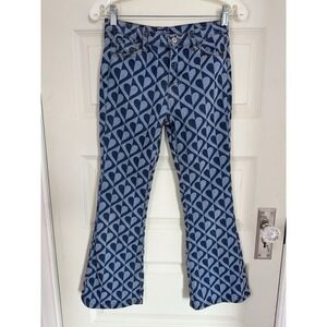 SOHO Blue Denim High Rise Heart Pattern Flare Jeans Girls Size 12